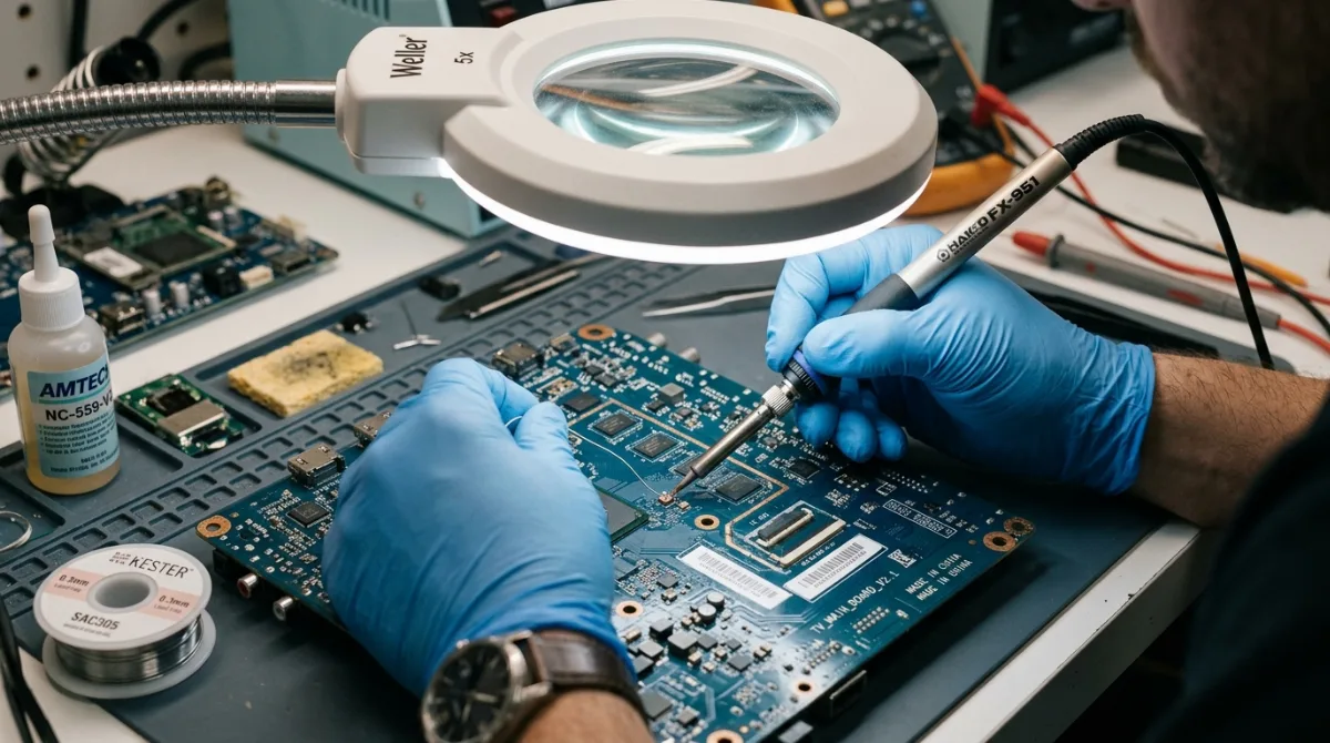 Before Repair - Sony Bravia XR OLED Motherboard Micro-Soldering